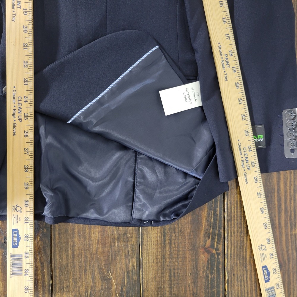 Haggar Men's Sport Coat Blazer Two Button Navy Polyester IN MOTION 48R NEW - Picture 5 of 12